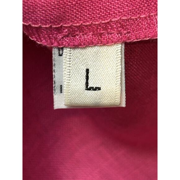 Vendeuse Linen V Neck Tunic Large Pink Embroidered Beaded Summer Cruise Resort - Picture 6 of 9